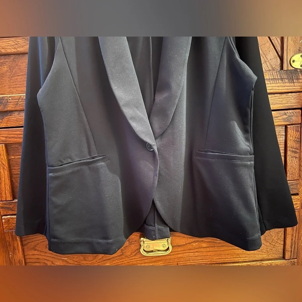 NEW Banana Republic Black Slim Shawl Collar Knit Blazer Sz XL Stretch Workwear - Picture 7 of 13
